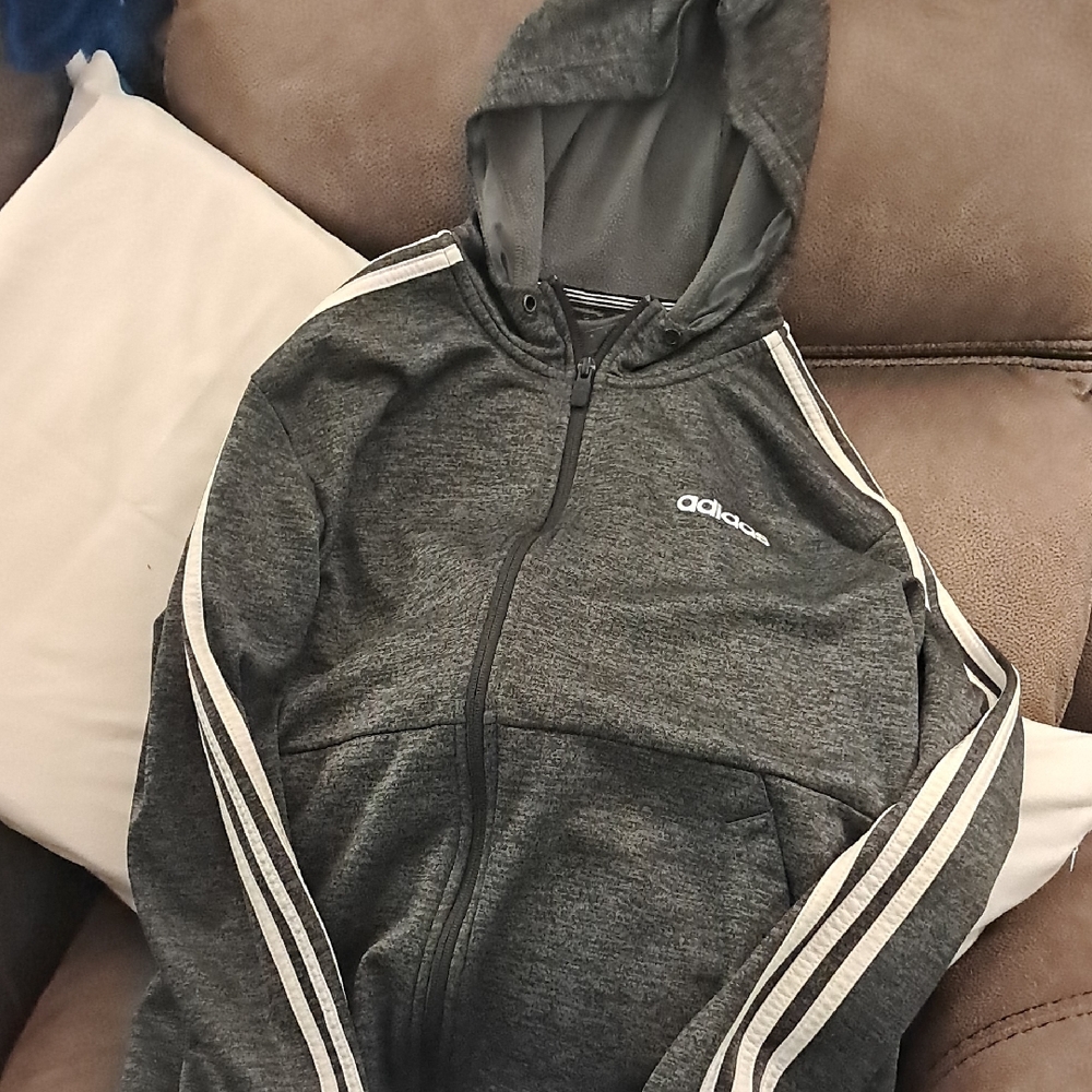 adidas Gray Lightweight Jacket with White Stripes